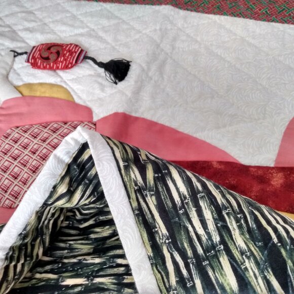 Vintage Sashiko Quilted Wall Hanging Naomi Element of Fire Kimono PROVENANCE - Picture 10 of 16